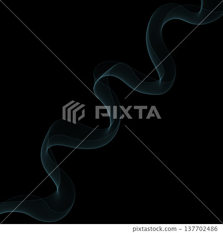 Modern minimalist composition of curved cyan lines on deep black. Eps 10 137702486