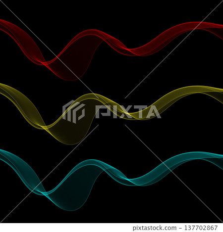 Set of abstract colorful waves of thin lines on a black background for modern graphic and digital design. Eps 10 Set of abstract colorful waves of thin lines on a black background for modern graphic and digital design. Eps 10 137702867