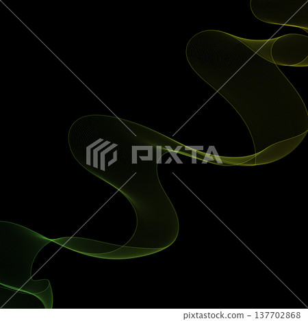 Abstract gradient wave of thin mesh lines transitioning from green to yellow on a black background. Eps 10 Abstract gradient wave of thin mesh lines transitioning from green to yellow on a black background. Eps 10 137702868