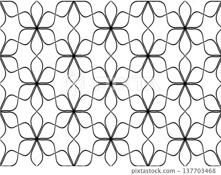 black and white Ornate floral motif seamless pattern. black and white Ornate floral motif seamless pattern. 137703468