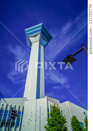 Goryokaku Tower and blue sky 137703774