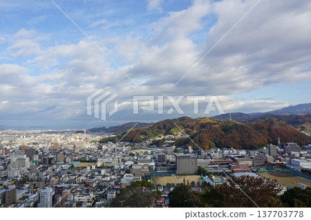 從伊予松山城天守閣頂層眺望的景色 從伊予松山城天守閣頂層眺望的景色 137703778