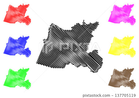 Muqui municipality (Espirito Santo state, Municipalities of Brazil, Federative Republic of Brazil) map vector illustration, scribble sketch map 137705119
