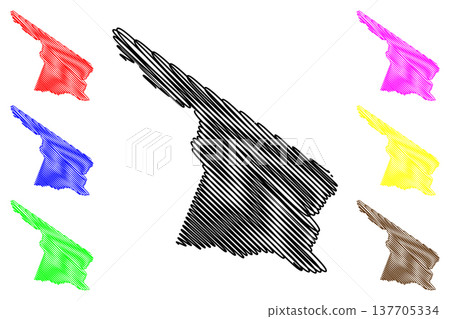 Pedro Canario municipality (Espirito Santo state, Municipalities of Brazil, Federative Republic of Brazil) map vector illustration, scribble sketch Pedro Canario map 137705334