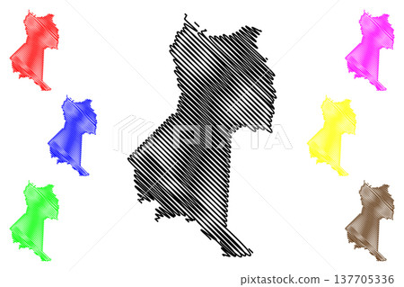 Ponto Belo municipality (Espirito Santo state, Municipalities of Brazil, Federative Republic of Brazil) map vector illustration, scribble sketch Ponto Belo map 137705336
