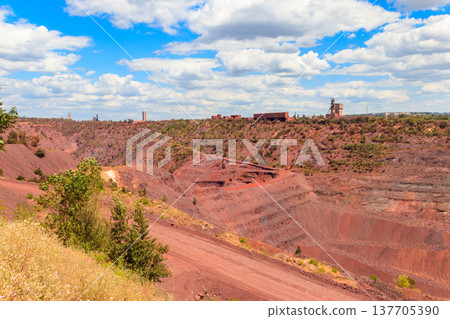 View of huge iron ore quarry in Kryvyi Rih, Ukraine. Open pit mining View of huge iron ore quarry in Kryvyi Rih, Ukraine. Open pit mining 137705390
