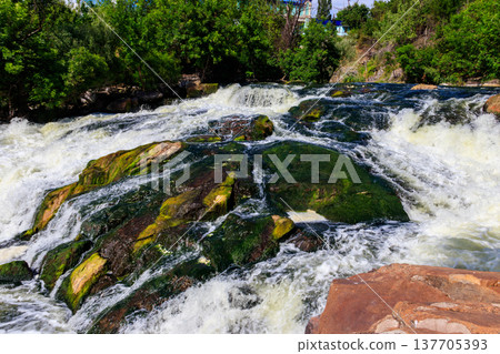 Rapids on the Inhulets river in Kryvyi Rih, Ukraine 137705393
