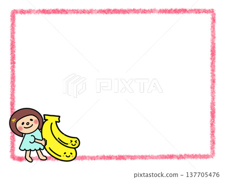A cute girl with a bob haircut holding a big banana. A cute girl with a bob haircut holding a big banana. 137705476
