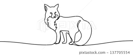 Forest Fox sign, minimalist ecological and environmental concept symbol, continuous line design, isolated on transparent background, vector illustration Forest Fox sign, minimalist ecological and environmental concept symbol, continuous line design, isolated on transparent background, vector illustration 137705554
