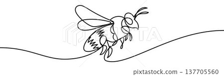Bee sign, minimalist ecological and environmental concept symbol, continuous line design, isolated on transparent background, vector illustration Bee sign, minimalist ecological and environmental concept symbol, continuous line design, isolated on transparent background, vector illustration 137705560