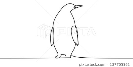 Penguin sign, minimalist ecological and environmental concept symbol, continuous line design, isolated on transparent background, vector illustration 137705561