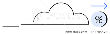 Cloud computing, data transfer, storage, technology services, digital connectivity, and internet concepts. Cloud shape with percent symbol and arrow. Cloud computing and data transfer concepts Cloud computing, data transfer, storage, technology services, digital connectivity, and internet concepts. Cloud shape with percent symbol and arrow. Cloud computing and data transfer concepts 137705575