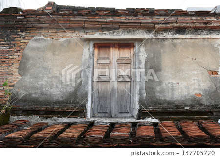 Old Wooden Door on Textured Wall Old Wooden Door on Textured Wall 137705720
