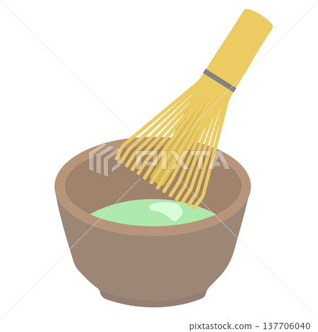 Illustration of a tea whisk and tea bowl Illustration of a tea whisk and tea bowl 137706040