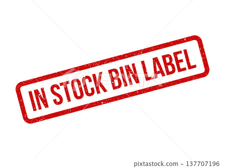 Grungy rectangular rubber stamp icon displaying IN STOCK BIN LABEL text for efficient warehouse organization Grungy rectangular rubber stamp icon displaying IN STOCK BIN LABEL text for efficient warehouse organization 137707196