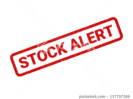 Grungy rectangular stamp icon with STOCK ALERT text indicating a critical inventory or market status Grungy rectangular stamp icon with STOCK ALERT text indicating a critical inventory or market status 137707266
