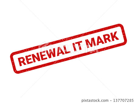 Grungy red stamp graphic with RENEWAL IT MARK text, used for marking information technology documents and records Grungy red stamp graphic with RENEWAL IT MARK text, used for marking information technology documents and records 137707285