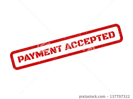 Grungy red ink impression of a PAYMENT ACCEPTED message inside a rectangular frame, indicating transaction completion Grungy red ink impression of a PAYMENT ACCEPTED message inside a rectangular frame, indicating transaction completion 137707322