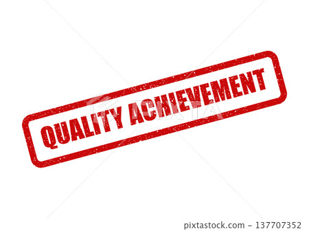 Grungy red rectangle stamp showcasing QUALITY ACHIEVEMENT text, representing high standards and success 137707352