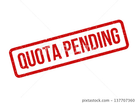 Grungy red rectangular marking signifying a pending status for a quota, awaiting further action or review 137707360