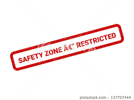 Grungy red rectangular stamp displaying the precise text Safety Zone Restricted in a clear diagonal presentation Grungy red rectangular stamp displaying the precise text Safety Zone Restricted in a clear diagonal presentation 137707444