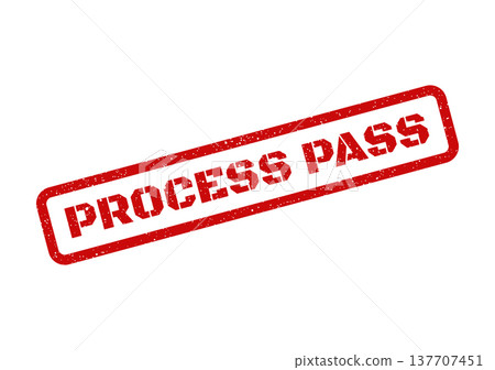 Grungy red rectangular stamp displaying the words PROCESS PASS, indicating successful completion or approval Grungy red rectangular stamp displaying the words PROCESS PASS, indicating successful completion or approval 137707451