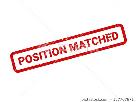 Grungy red rubber stamp with prominent text indicating a successful job candidate match 137707671