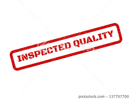 Grungy red rubber stamp with the text inspected quality, ideal for marking documents or official approvals 137707700