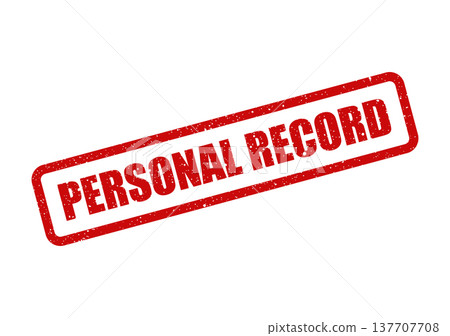 Grungy red rubber stamp with the words PERSONAL RECORD for official document marking Grungy red rubber stamp with the words PERSONAL RECORD for official document marking 137707708