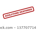 Grungy red sculpture restored rectangular rubber stamp texture for museum exhibition and historical artifact preservation documentation 137707714