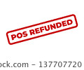 Grungy red square edged stamp displaying the prominent text POS REFUNDED for return processing 137707720