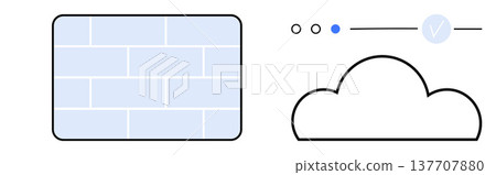 Data protection, network security, cloud computing, cybersecurity, information privacy, technology solutions. A brick wall and a cloud with interface icons. Data protection and network security Data protection, network security, cloud computing, cybersecurity, information privacy, technology solutions. A brick wall and a cloud with interface icons. Data protection and network security 137707880