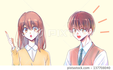 一名女學生正在交談,一名男學生則面帶笑容。 一名女學生正在交談,一名男學生則面帶笑容。 137708040