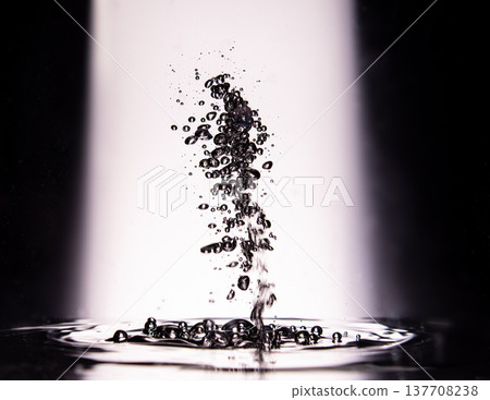 402.Water Droplets Impact Creating Rising Bubble Splash 137708238