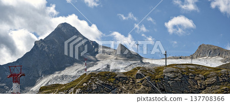 Mountain kitzsteinhorn and glacier Schmiedingerkees Mountain kitzsteinhorn and glacier Schmiedingerkees 137708366