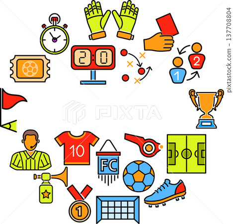 Soccer Banner with Line Icon 137708804