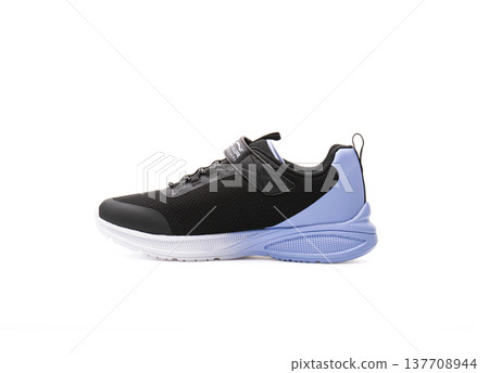 Skechers black running sneaker with air cushioned sole isolated on white background 137708944