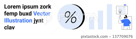 Business analytics, data visualization, financial growth, statistics, performance tracking, online education. Graph bars, percentage sign person with headphones. Business analytics and data Business analytics, data visualization, financial growth, statistics, performance tracking, online education. Graph bars, percentage sign person with headphones. Business analytics and data 137709076