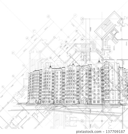 Vector architectural black and white background 137709187