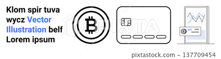 Cryptocurrency, fintech, online transactions, blockchain, virtual payment methods, data visualization. Bitcoin symbol, credit card smartphone graph screen. Cryptocurrency and fintech concept Cryptocurrency, fintech, online transactions, blockchain, virtual payment methods, data visualization. Bitcoin symbol, credit card smartphone graph screen. Cryptocurrency and fintech concept 137709454