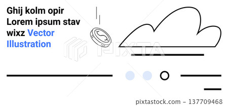 Financial technology, cloud computing, data storage, cryptocurrency, online transactions, modern banking. A coin flips near a cloud icon. Cloud computing and cryptocurrency concept 137709468