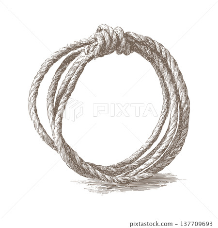 Lasso Rope Western Vintage Engraved Vector Illustration Cowboy Ranch Tool Lasso Rope Western Vintage Engraved Vector Illustration Cowboy Ranch Tool 137709693