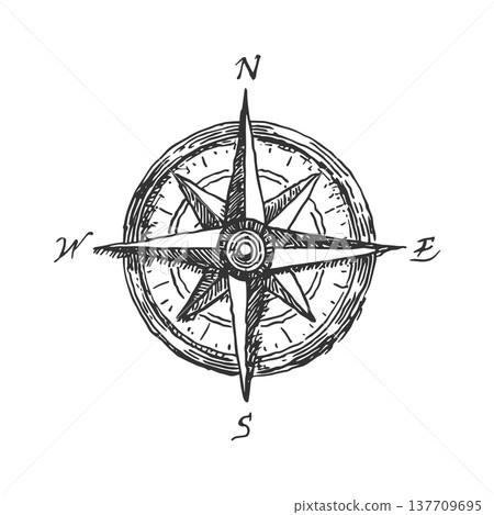 Wind Rose Compass Navigation Vector Illustration in Vintage Engraving Ink Drawing Nautical Style Wind Rose Compass Navigation Vector Illustration in Vintage Engraving Ink Drawing Nautical Style 137709695
