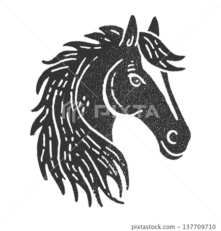 Western Horse Head Vector Icon Rustic Cowboy Ranch Animal Illustration 137709710