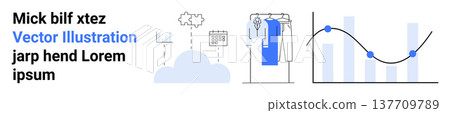 Data analysis, cloud storage, e-commerce, fashion retail, smart technology, digital trends. Graph and cloud icons, clothes on a rack. Data analysis and cloud storage Data analysis, cloud storage, e-commerce, fashion retail, smart technology, digital trends. Graph and cloud icons, clothes on a rack. Data analysis and cloud storage 137709789