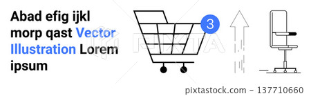 E-commerce, online shopping, notifications, business growth, upward movement, modern user interface. Shopping cart icon with notification, and an elevator concept. E-commerce and online shopping E-commerce, online shopping, notifications, business growth, upward movement, modern user interface. Shopping cart icon with notification, and an elevator concept. E-commerce and online shopping 137710660