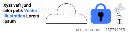 Cloud computing, data security, AI technology, digital protection, cybersecurity, online privacy. Visual with a cloud, blue lock icon and AI-driven gear mechanism. Cloud computing and data security Cloud computing, data security, AI technology, digital protection, cybersecurity, online privacy. Visual with a cloud, blue lock icon and AI-driven gear mechanism. Cloud computing and data security 137710955