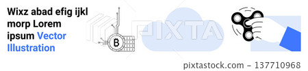 Blockchain security, cloud storage, connectivity, digital innovation, technological trends, interactive tools. Blockchain icon and cloud with a hand holding a spinner. Blockchain security and cloud Blockchain security, cloud storage, connectivity, digital innovation, technological trends, interactive tools. Blockchain icon and cloud with a hand holding a spinner. Blockchain security and cloud 137710968