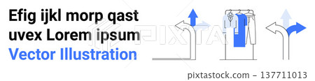 Road navigation, wayfinding systems, transportation, traffic management, decision-making, route guidance. Visual of arrow signs showing directions with paths. Road navigation and wayfinding systems 137711013