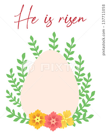An Easter egg with a floral design and the inscription Christ is Risen. Creative card. An Easter egg with a floral design and the inscription Christ is Risen. Creative card. 137711058